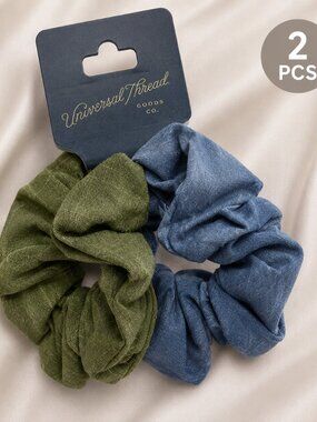 Universal Thread Olive/Blue Scrunchie Set - NWT 2 Pack